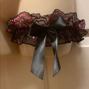 Black and pink lace garters.